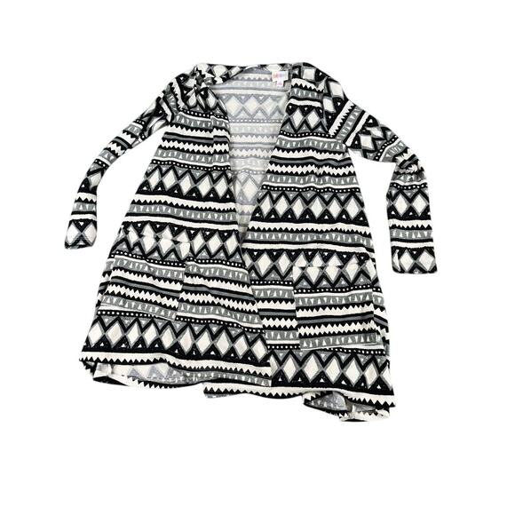 LuLaRoe Small Black White Aztec Geometric Open Front Cardigan Pockets Womens - Picture 1 of 7